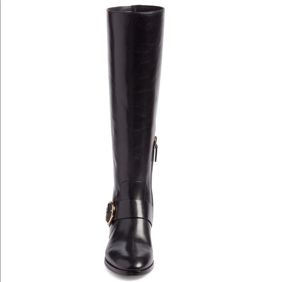 Tory Burch Sofia Black Buckled Leather Riding Wide Calf Boot - Picture 4 of 15
